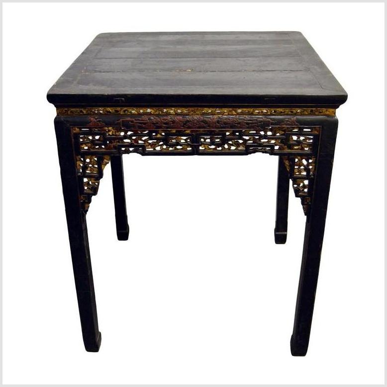 Antique Chinese Black Lacquer Carved Altar Table