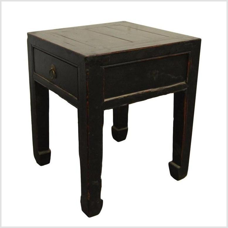Antique Chinese Black Lacquer Side Table 