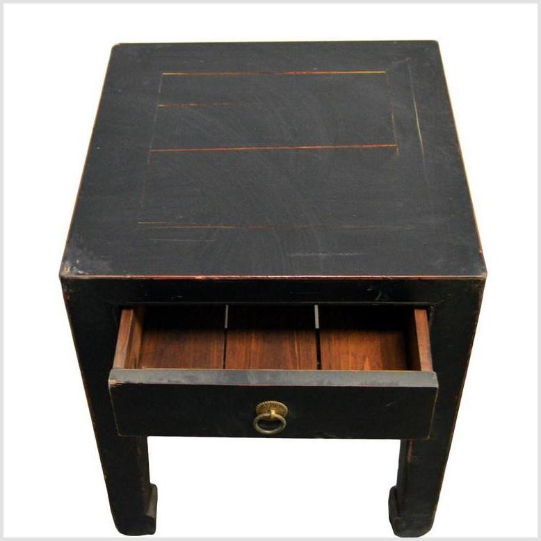 Antique Chinese Black Lacquer Side Table 