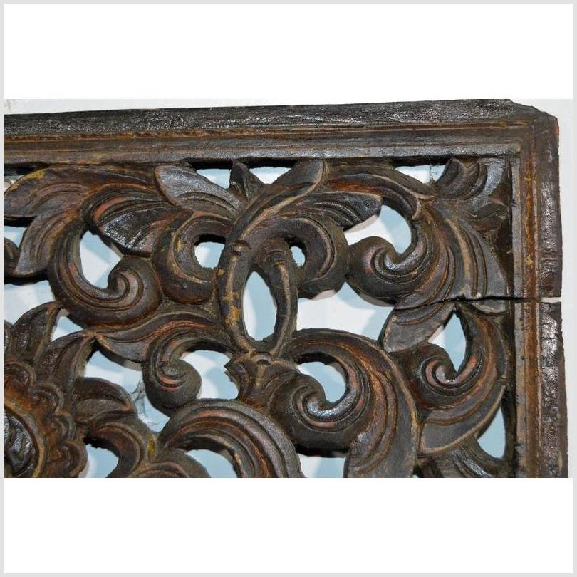 Antique Chinese Carving – Floral Lattice Panel, Teak Finish-2. Asian & Chinese Furniture, Art, Antiques, Vintage Home Décor for sale at FEA Home
