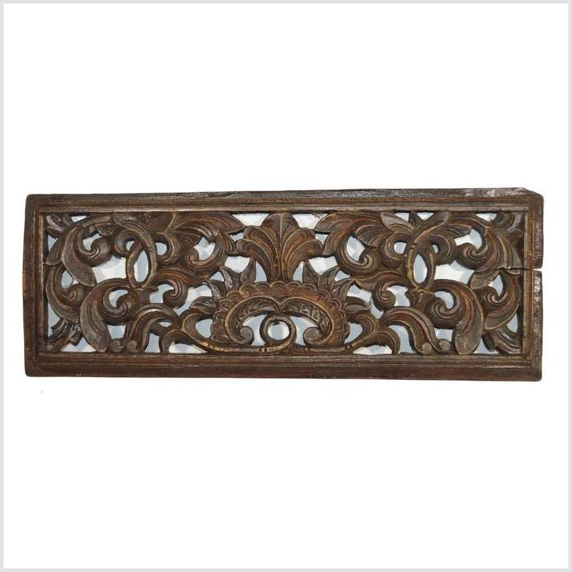 Antique Chinese Carving – Floral Lattice Panel, Teak Finish-1. Asian & Chinese Furniture, Art, Antiques, Vintage Home Décor for sale at FEA Home