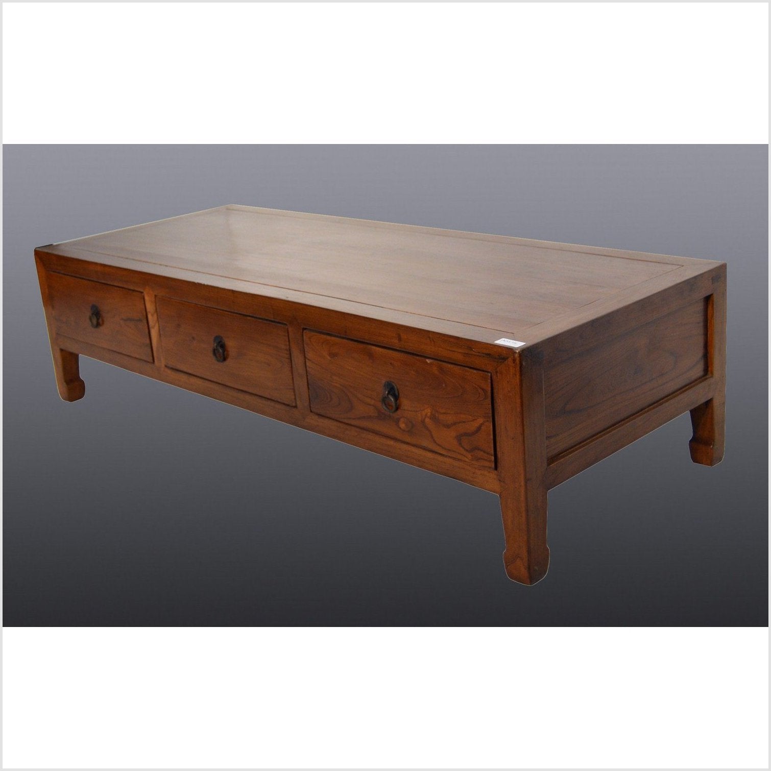Antique Chinese Coffee Table – Three Drawer, Tiger Elm Grain-5. Asian &amp; Chinese Furniture, Art, Antiques, Vintage Home Décor for sale at FEA Home