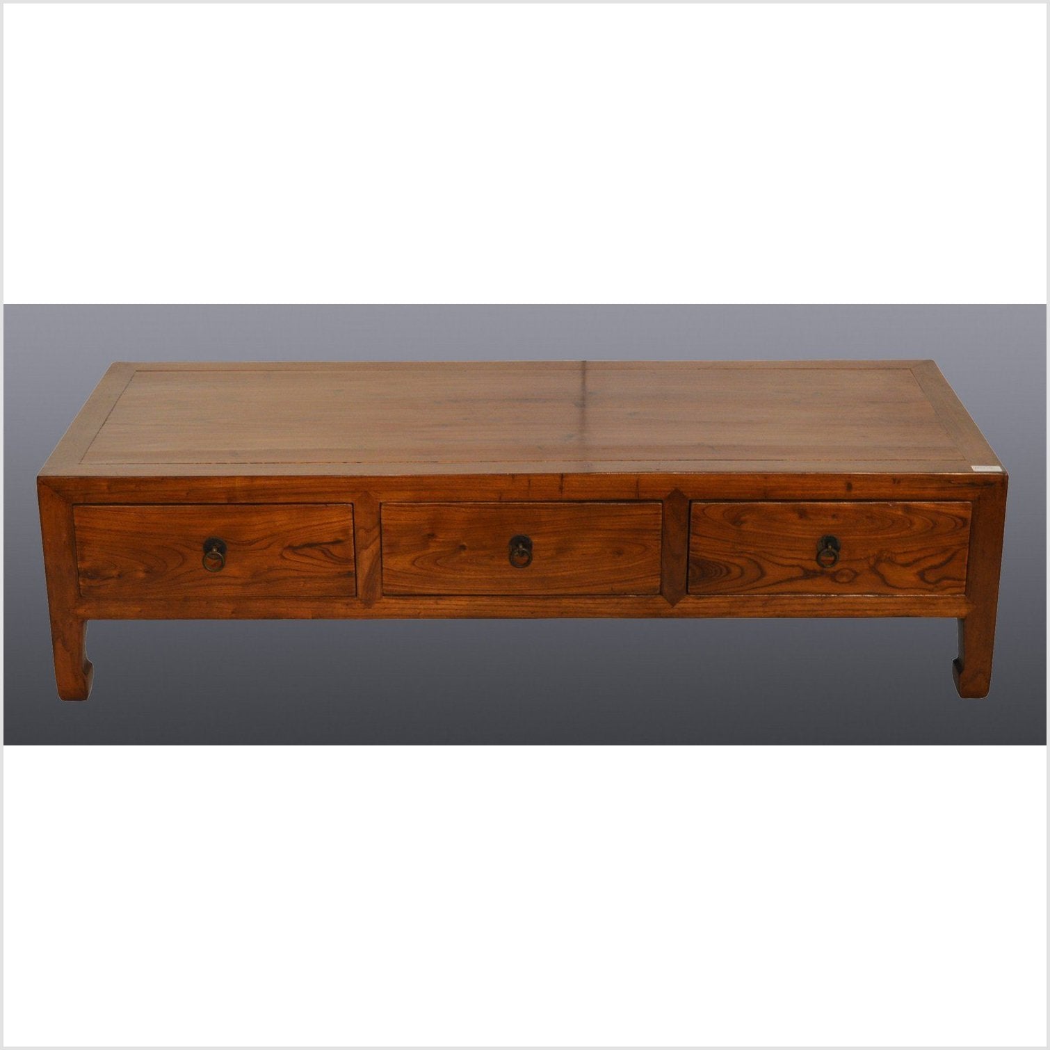 Antique Chinese Coffee Table – Three Drawer, Tiger Elm Grain-1. Asian & Chinese Furniture, Art, Antiques, Vintage Home Décor for sale at FEA Home