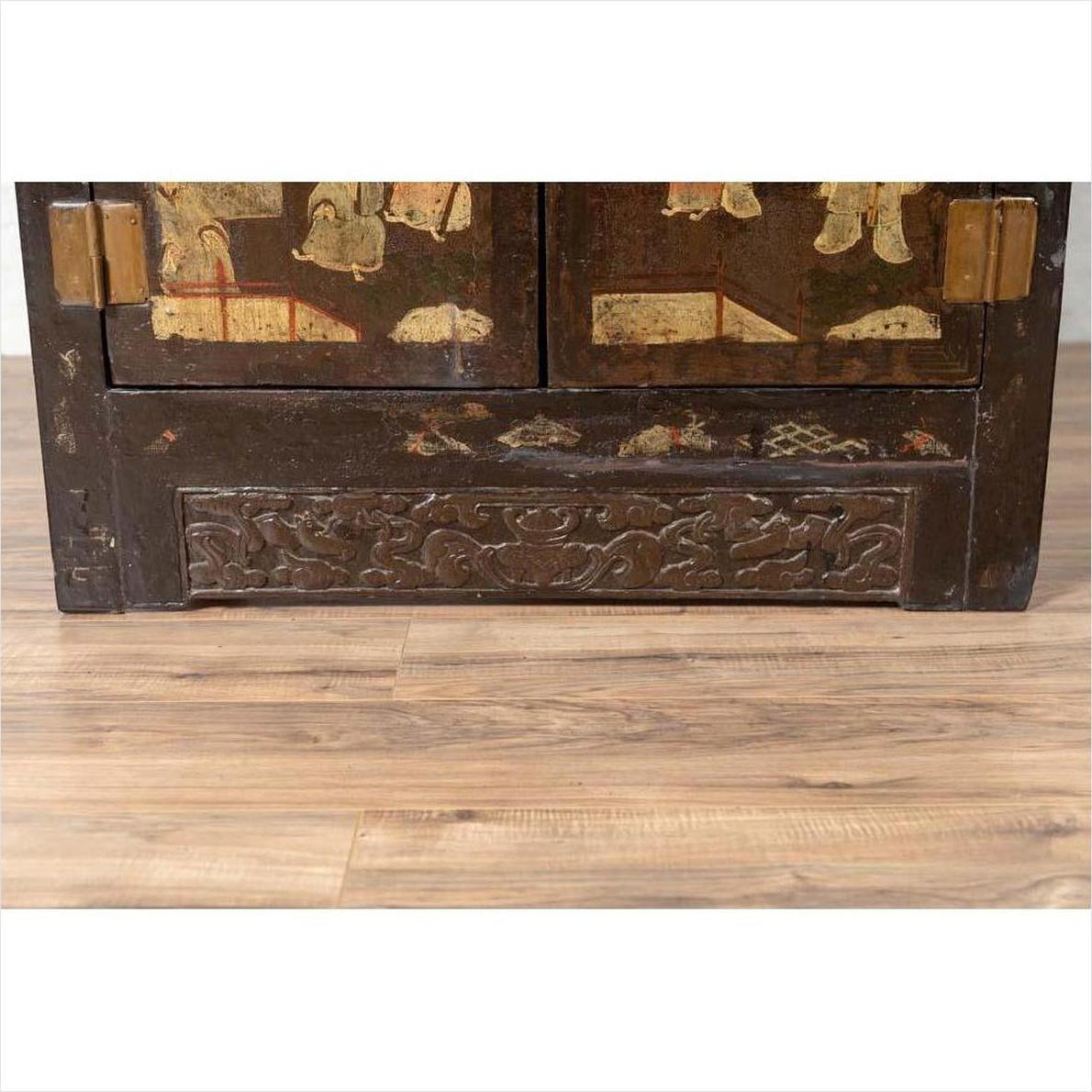 Antique Chinese Display Cabinet with Hand Painted Chinoiserie and Open Shelf-14. Asian &amp; Chinese Furniture, Art, Antiques, Vintage Home Décor for sale at FEA Home