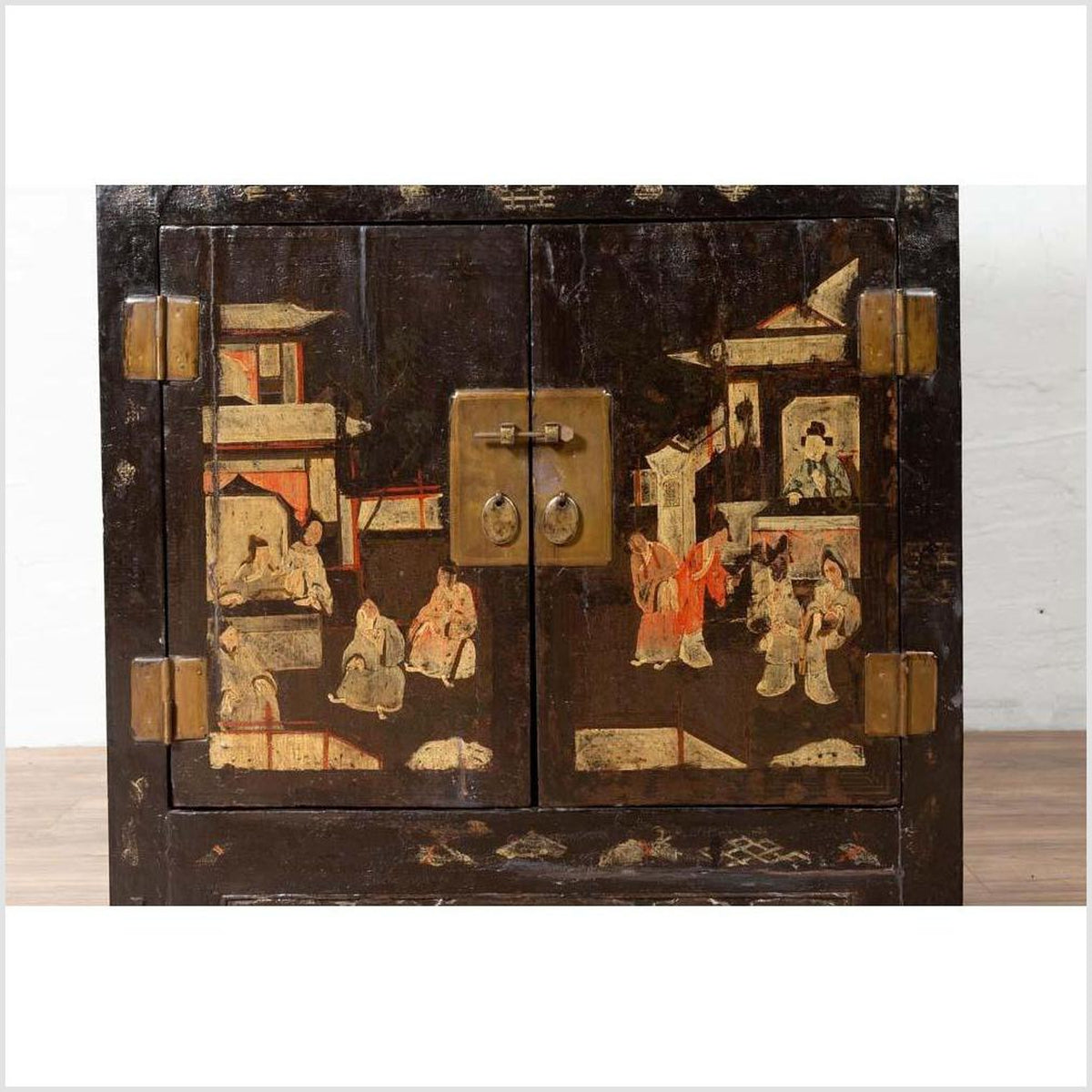 Antique Chinese Display Cabinet with Hand Painted Chinoiserie and Open Shelf-8. Asian &amp; Chinese Furniture, Art, Antiques, Vintage Home Décor for sale at FEA Home