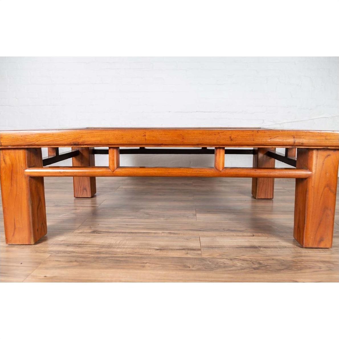 Antique Chinese Elm Coffee Table with Square Legs and Rattan Inset Top-11. Asian &amp; Chinese Furniture, Art, Antiques, Vintage Home Décor for sale at FEA Home