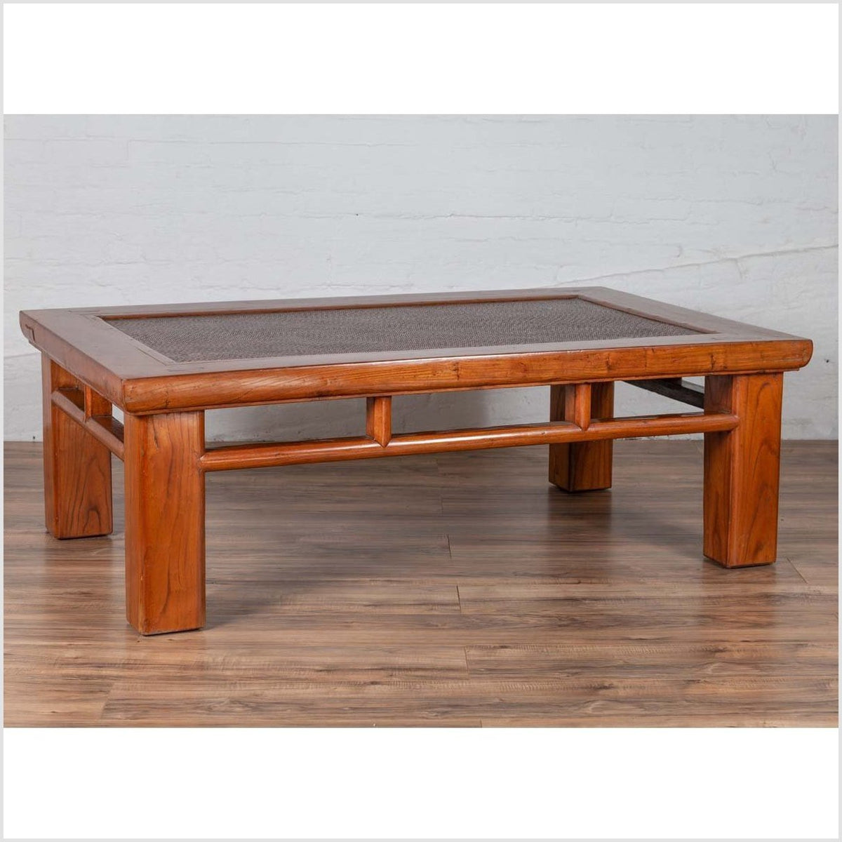 Antique Chinese Elm Coffee Table with Square Legs and Rattan Inset Top-13. Asian &amp; Chinese Furniture, Art, Antiques, Vintage Home Décor for sale at FEA Home