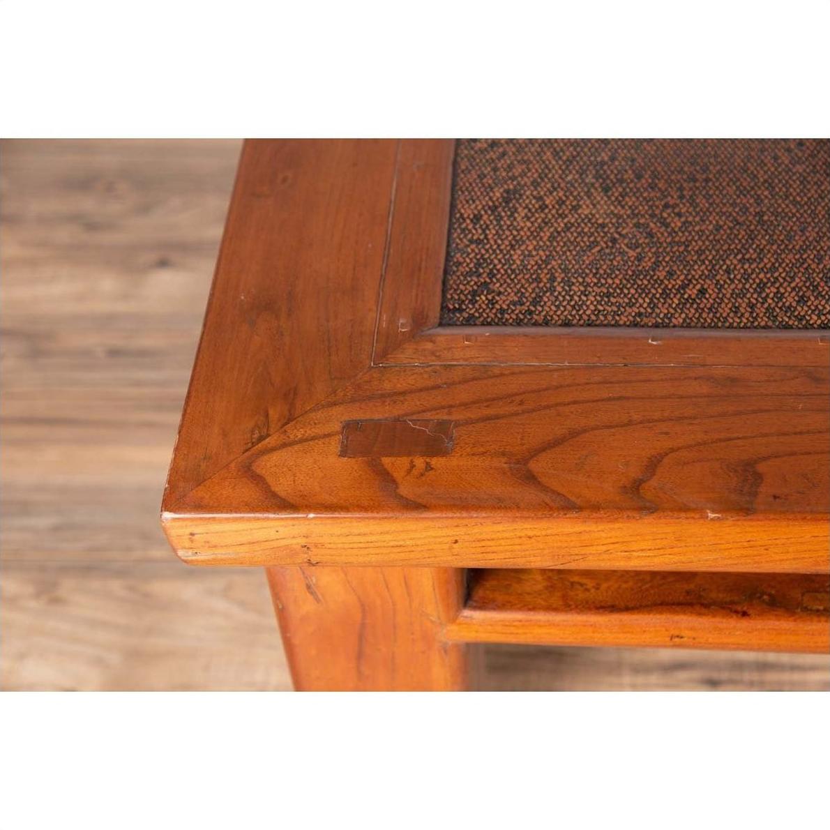 Antique Chinese Elm Coffee Table with Square Legs and Rattan Inset Top-15. Asian &amp; Chinese Furniture, Art, Antiques, Vintage Home Décor for sale at FEA Home