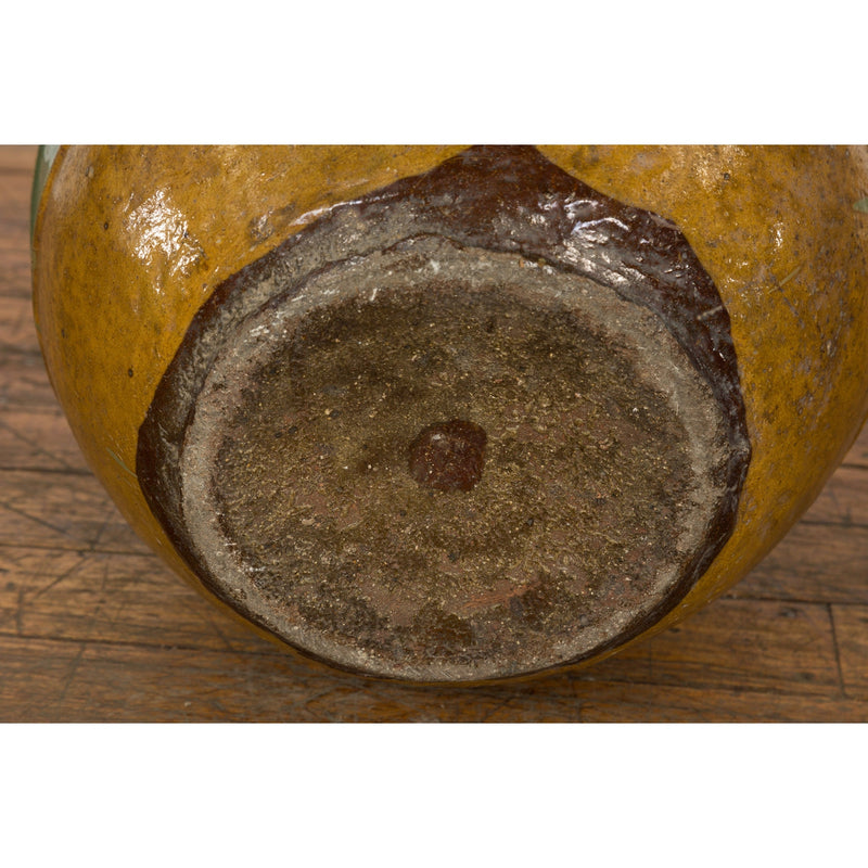 Antique Chinese Green Glazed Ceramic Planter with Cartouche and Flowers-YN7755-12. Asian & Chinese Furniture, Art, Antiques, Vintage Home Décor for sale at FEA Home