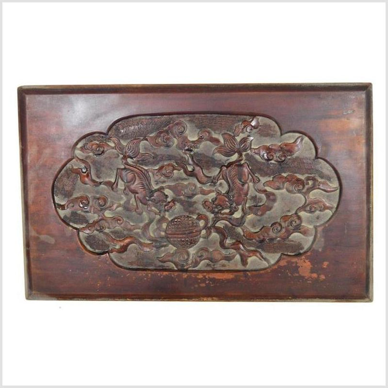 Antique Ink Blotter, Hand Carved Wood, Chinese Style 