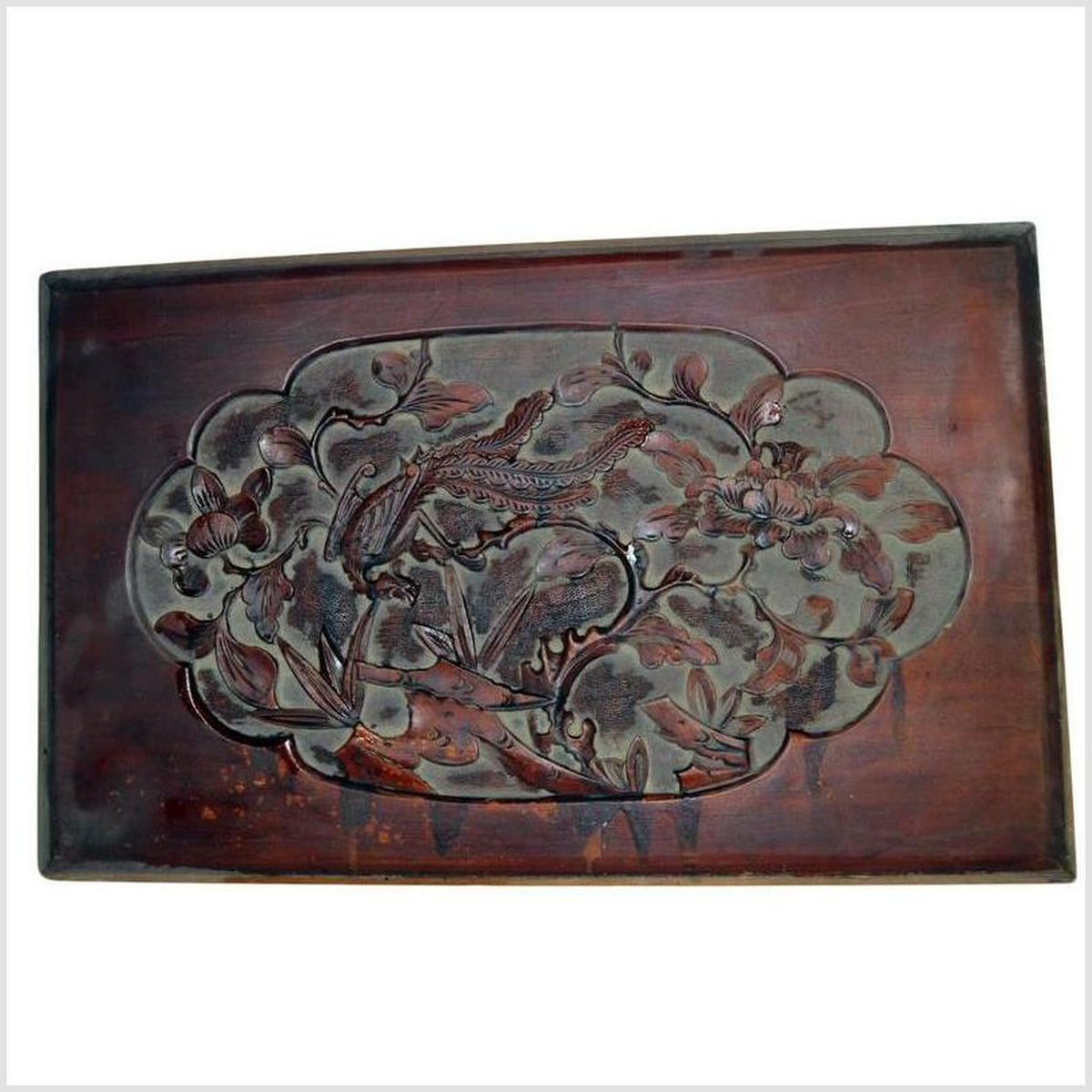 Antique Chinese Hand-Carved Rosewood Lacquered Wooden Wall Plaque-1. Asian & Chinese Furniture, Art, Antiques, Vintage Home Décor for sale at FEA Home