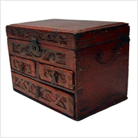 Antique Chinese Hand Carved Wooden Treasure Box