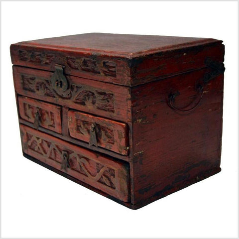 Antique Chinese Hand Carved Wooden Treasure Box-YN3497-2. Asian & Chinese Furniture, Art, Antiques, Vintage Home Décor for sale at FEA Home