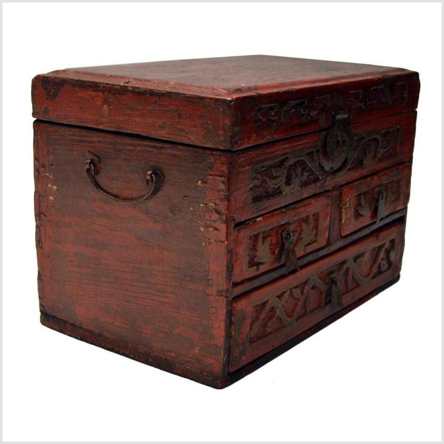 Antique Chinese Hand Carved Wooden Treasure Box-1. Asian & Chinese Furniture, Art, Antiques, Vintage Home Décor for sale at FEA Home