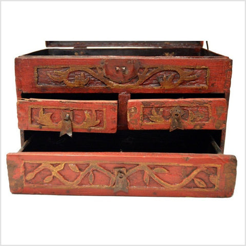Antique Chinese Hand Carved Wooden Treasure Box-YN3497-4. Asian & Chinese Furniture, Art, Antiques, Vintage Home Décor for sale at FEA Home