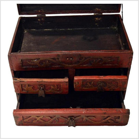 Antique Chinese Hand Carved Wooden Treasure Box-YN3497-6. Asian & Chinese Furniture, Art, Antiques, Vintage Home Décor for sale at FEA Home