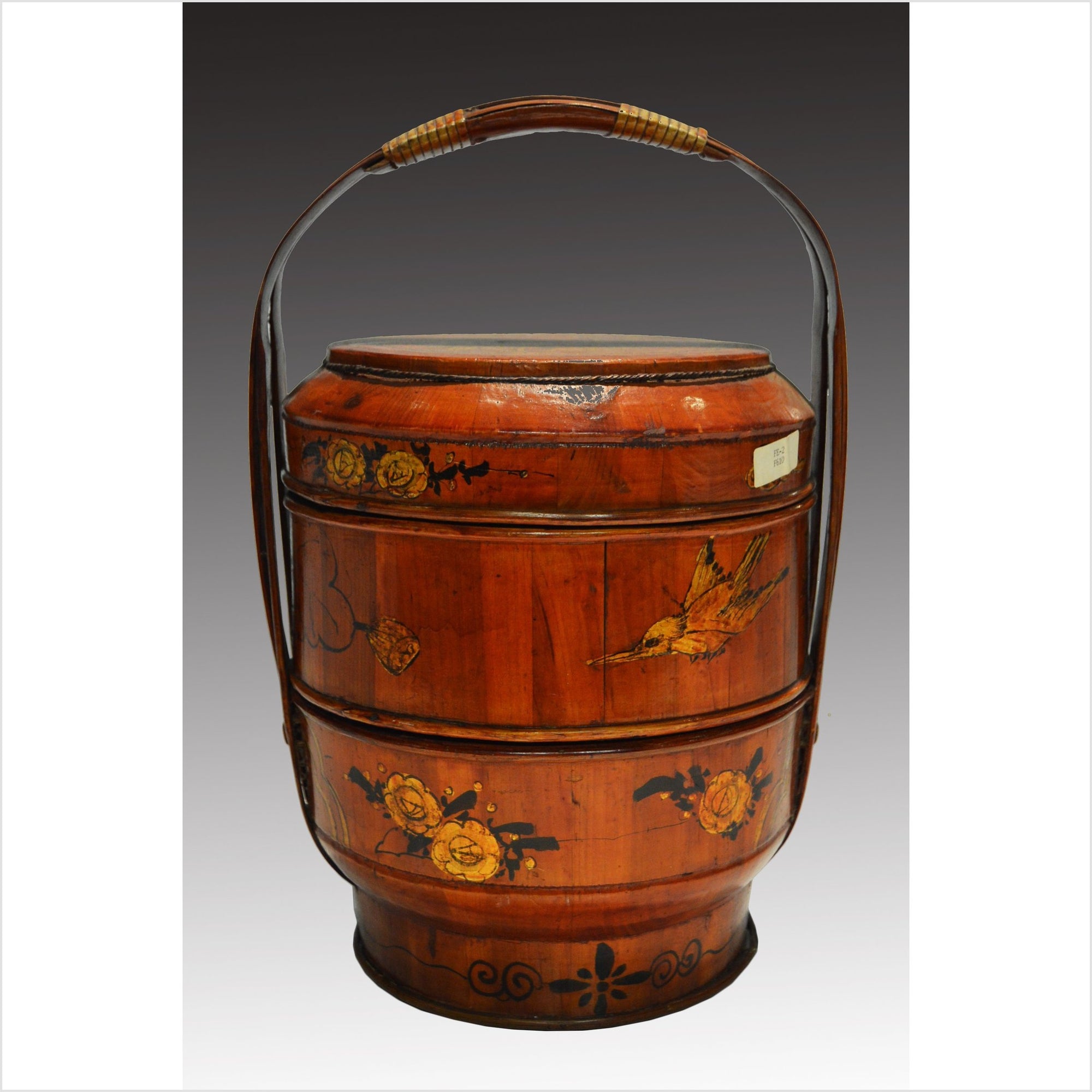 Antique Chinese Hand Painted Bamboo Basket-1. Asian & Chinese Furniture, Art, Antiques, Vintage Home Décor for sale at FEA Home