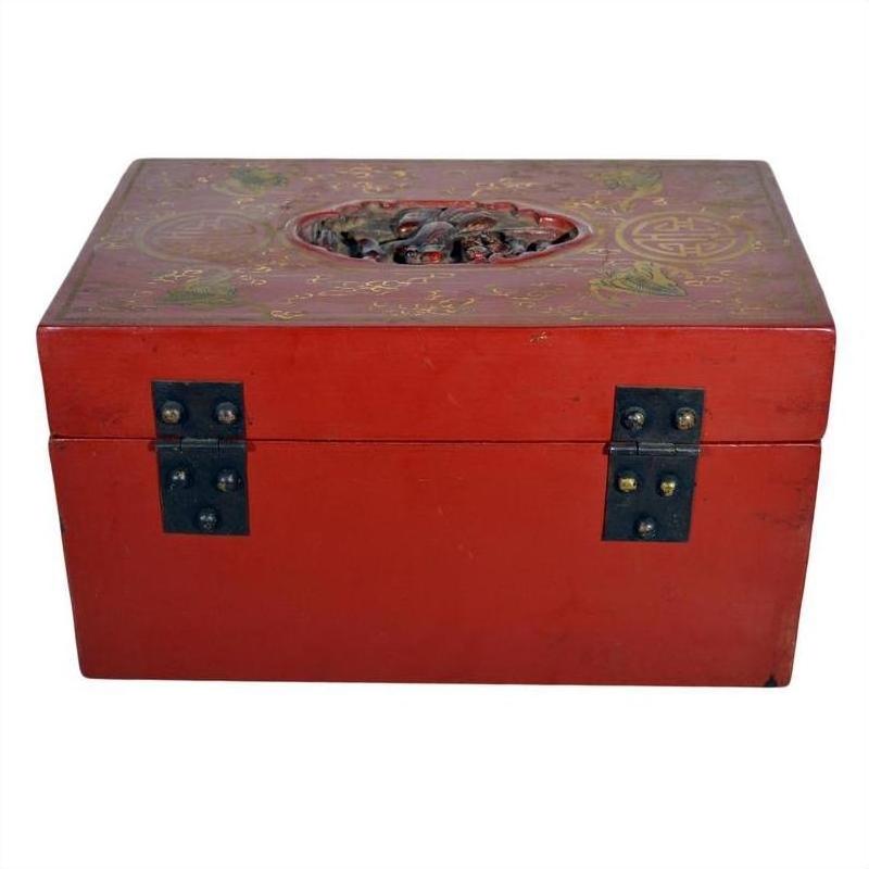 Antique Chinese Lacquer Box – Phoenix Motif, Gilt Vines-7. Asian &amp; Chinese Furniture, Art, Antiques, Vintage Home Décor for sale at FEA Home