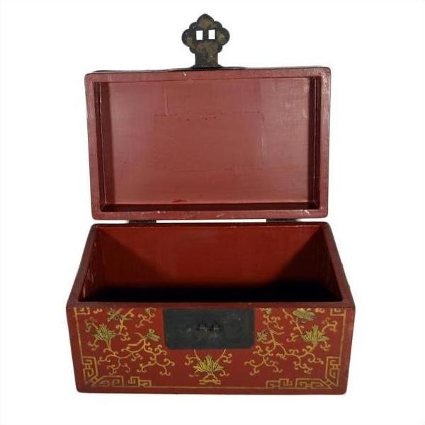 Antique Chinese Lacquer Box – Phoenix Motif, Gilt Vines-8. Asian &amp; Chinese Furniture, Art, Antiques, Vintage Home Décor for sale at FEA Home