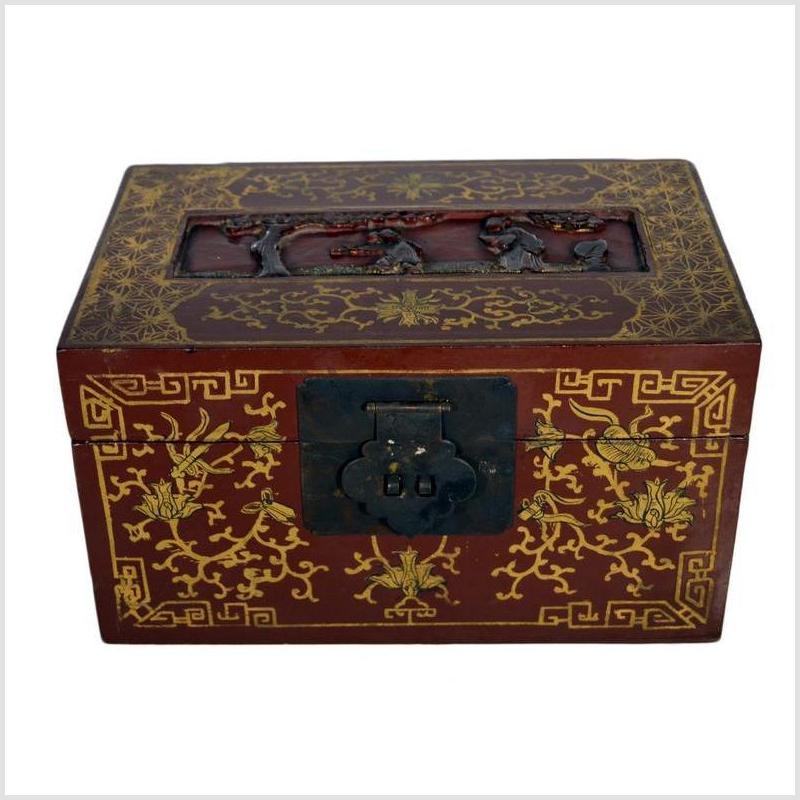 Antique Chinese Lacquer Box – Dancing Figures, Scenic Lid-1. Asian & Chinese Furniture, Art, Antiques, Vintage Home Décor for sale at FEA Home