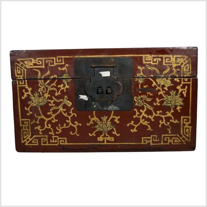 Antique Chinese Lacquer Box – Raised Top Scene, Red & Gold Finish-2. Asian & Chinese Furniture, Art, Antiques, Vintage Home Décor for sale at FEA Home