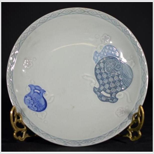 Antique Chinese Hand Painted Embossed Porcelain Plate-1. Asian & Chinese Furniture, Art, Antiques, Vintage Home Décor for sale at FEA Home
