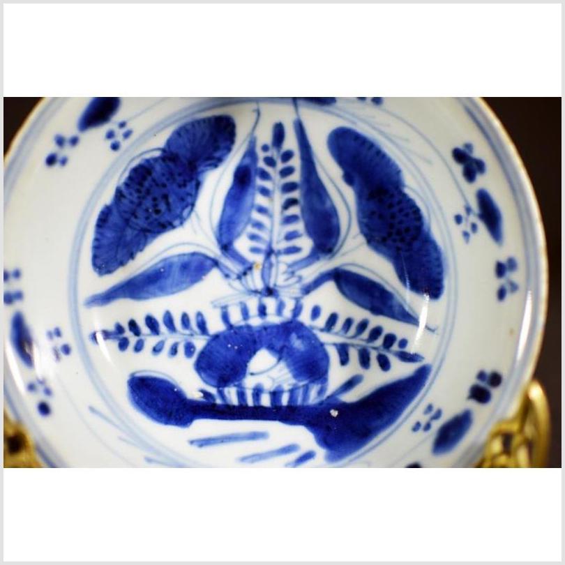 Antique Asian Porcelain Dish – Blue Botanical Spray, Radial Layout-2. Asian & Chinese Furniture, Art, Antiques, Vintage Home Décor for sale at FEA Home