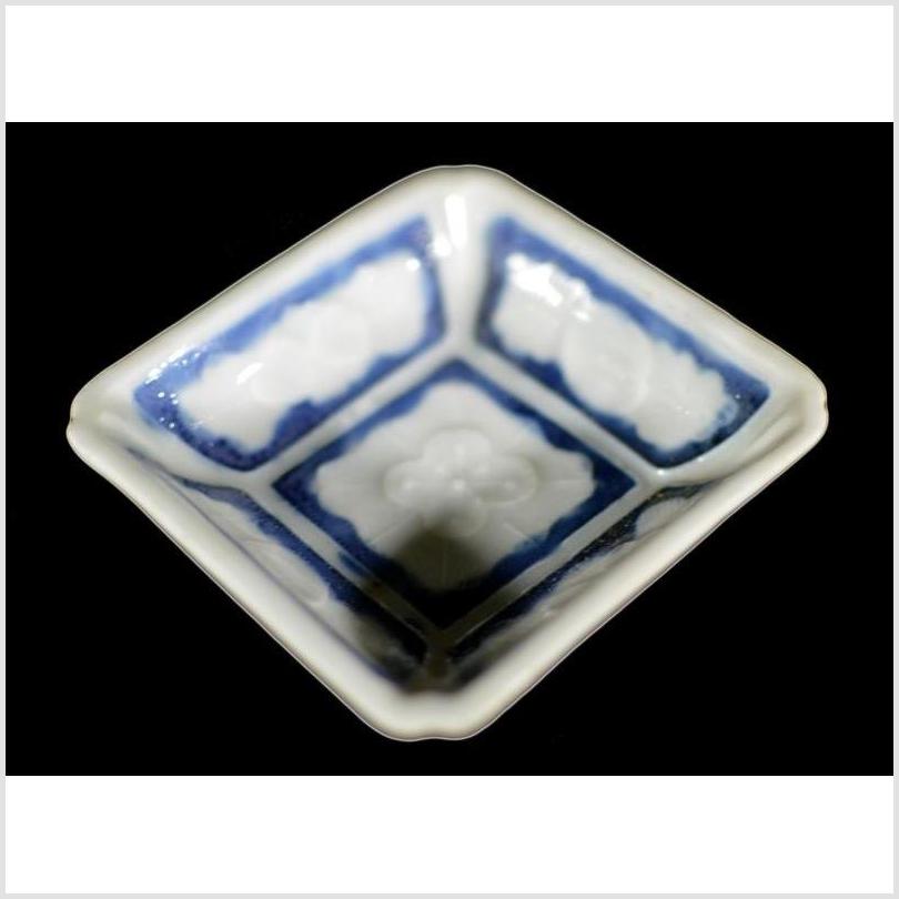 Antique Ceramic Bowl – Embossed Blossom, Blue-Washed Corners-2. Asian & Chinese Furniture, Art, Antiques, Vintage Home Décor for sale at FEA Home