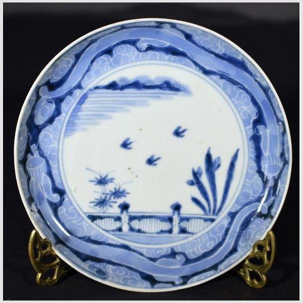 Antique Chinese Hand Painted Porcelain Plate – Birds Over Pond Scene-1. Asian & Chinese Furniture, Art, Antiques, Vintage Home Décor for sale at FEA Home