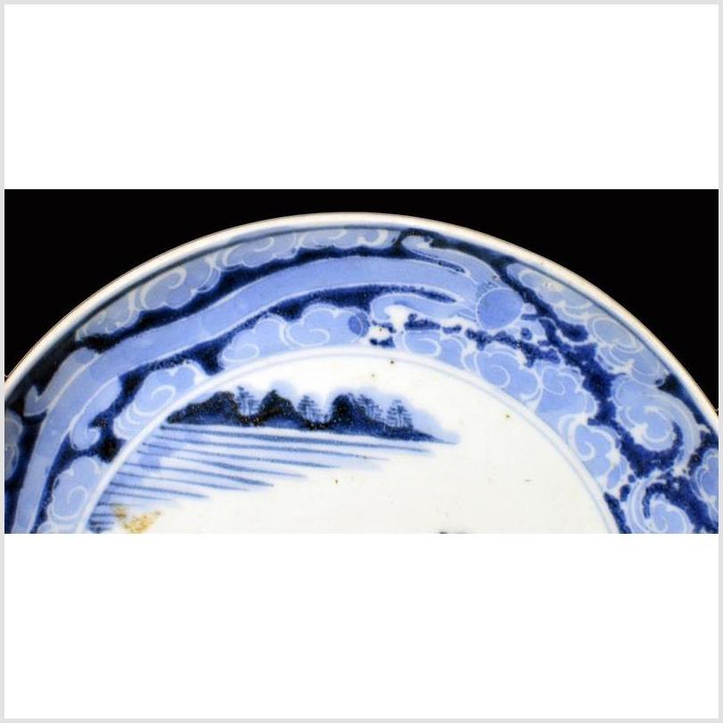 Antique Chinese Hand Painted Porcelain Plate – Bridge Landscape, Cloud Border-2. Asian & Chinese Furniture, Art, Antiques, Vintage Home Décor for sale at FEA Home