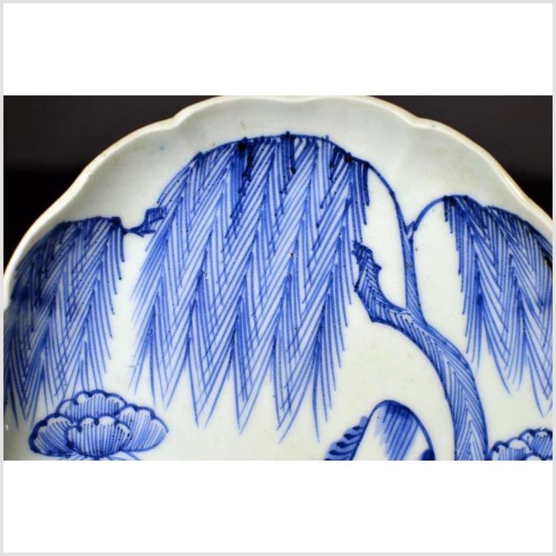 Antique Chinese Hand Painted Porcelain Plate – Floral Riverbank with Scalloped Rim-2. Asian & Chinese Furniture, Art, Antiques, Vintage Home Décor for sale at FEA Home