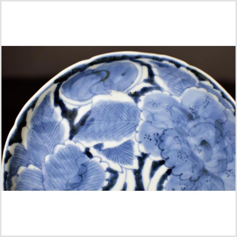 Antique Peony Plate – Dense Petal Pattern, Deep Blue Overglaze-2. Asian & Chinese Furniture, Art, Antiques, Vintage Home Décor for sale at FEA Home