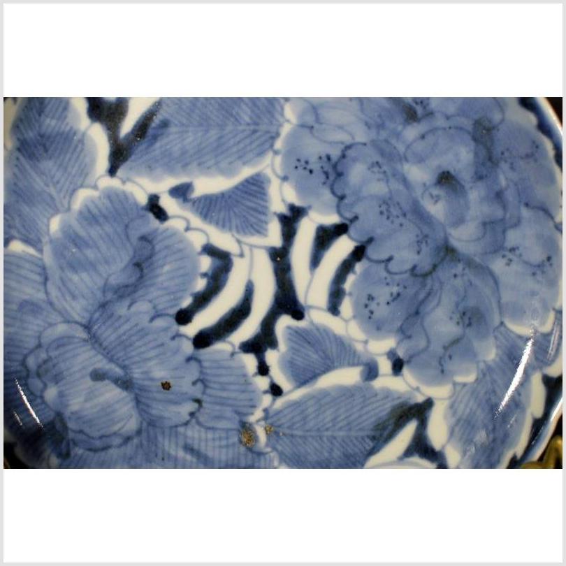 Antique Peony Plate – Dense Petal Pattern, Deep Blue Overglaze-3. Asian &amp; Chinese Furniture, Art, Antiques, Vintage Home Décor for sale at FEA Home