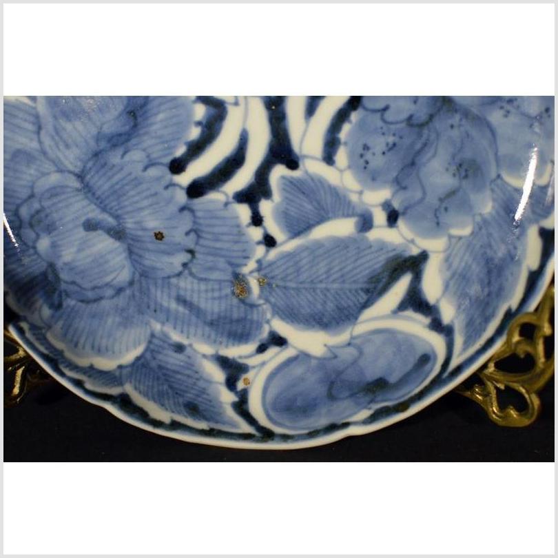 Antique Peony Plate – Dense Petal Pattern, Deep Blue Overglaze-4. Asian &amp; Chinese Furniture, Art, Antiques, Vintage Home Décor for sale at FEA Home