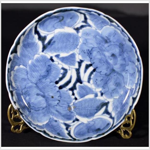 Antique Peony Plate – Dense Petal Pattern, Deep Blue Overglaze-1. Asian & Chinese Furniture, Art, Antiques, Vintage Home Décor for sale at FEA Home
