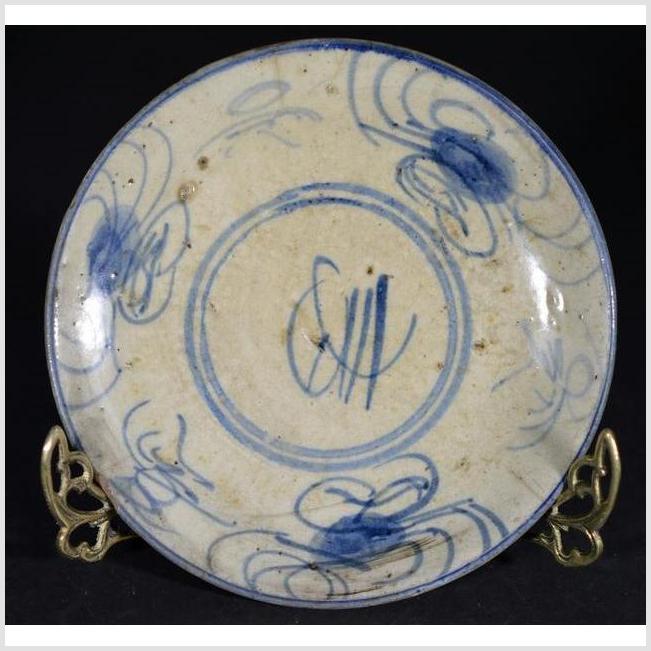Antique Chinese Hand Painted Porcelain Plate – Abstract Butterfly Motif, Freeform Calligraphy-1. Asian & Chinese Furniture, Art, Antiques, Vintage Home Décor for sale at FEA Home