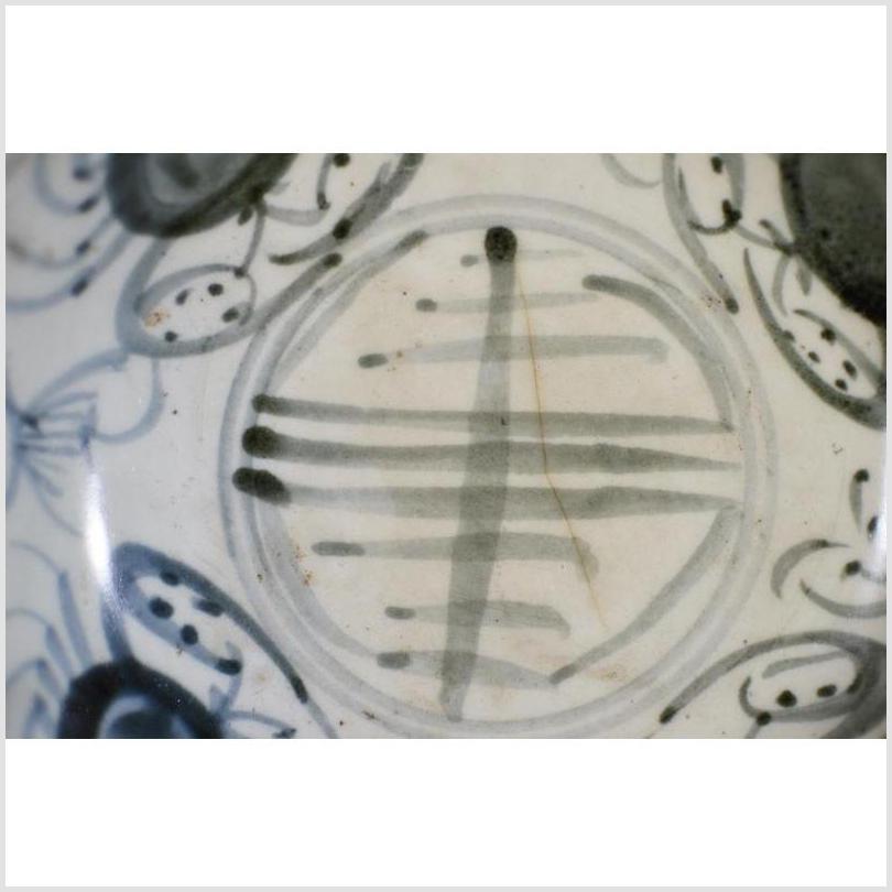 Antique Painted Porcelain Plate – Abstract Radial Lines, Floral Ring-2. Asian & Chinese Furniture, Art, Antiques, Vintage Home Décor for sale at FEA Home