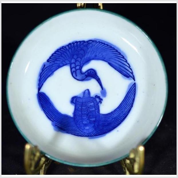 Antique Crane and Turtle Dish – Symbolic Embrace, Circular Layout-1. Asian & Chinese Furniture, Art, Antiques, Vintage Home Décor for sale at FEA Home