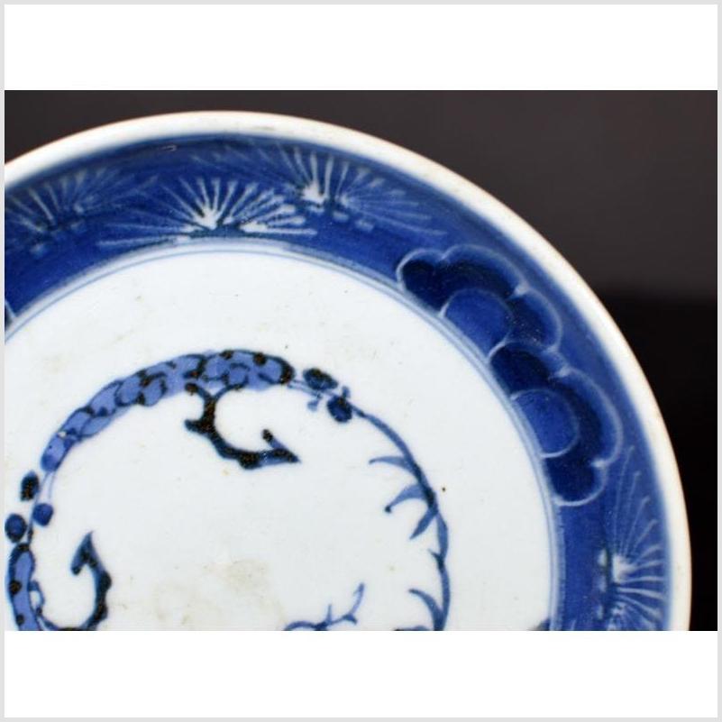 Antique Chinese Hand Painted Porcelain Plate – Blue Vine Motif, Scalloped Rim-2. Asian & Chinese Furniture, Art, Antiques, Vintage Home Décor for sale at FEA Home