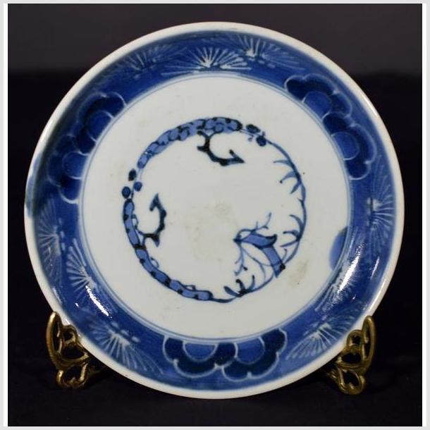 Antique Chinese Hand Painted Porcelain Plate – Blue Vine Motif, Scalloped Rim-1. Asian & Chinese Furniture, Art, Antiques, Vintage Home Décor for sale at FEA Home