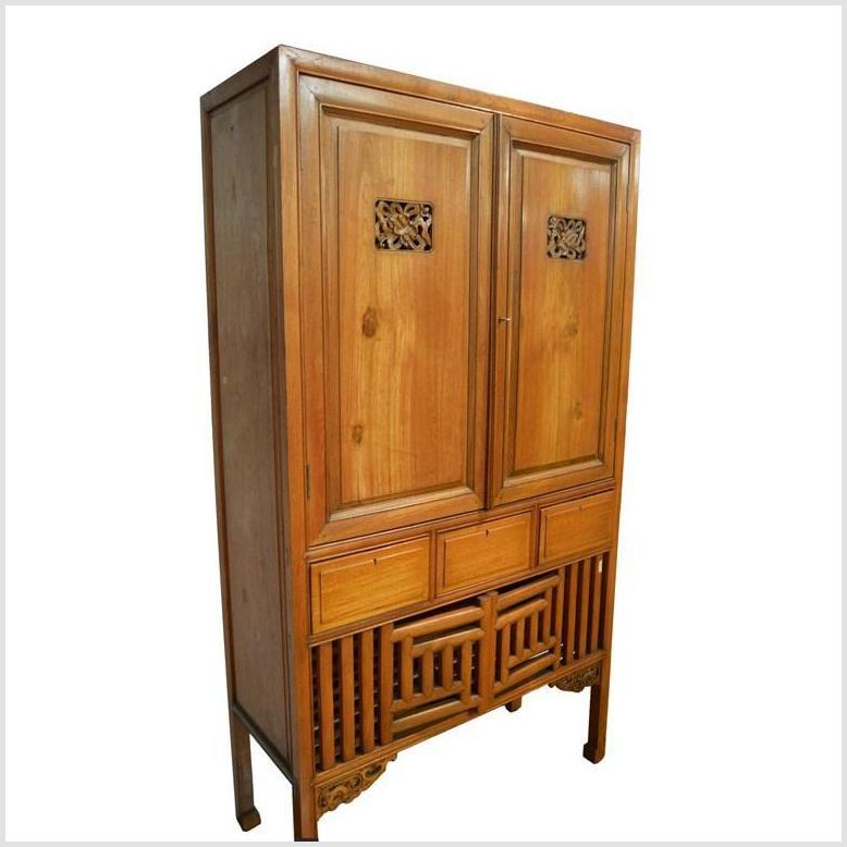 Antique Chinese Kitchen Cabinet w/ Hand Carved Framework Design-2. Asian & Chinese Furniture, Art, Antiques, Vintage Home Décor for sale at FEA Home