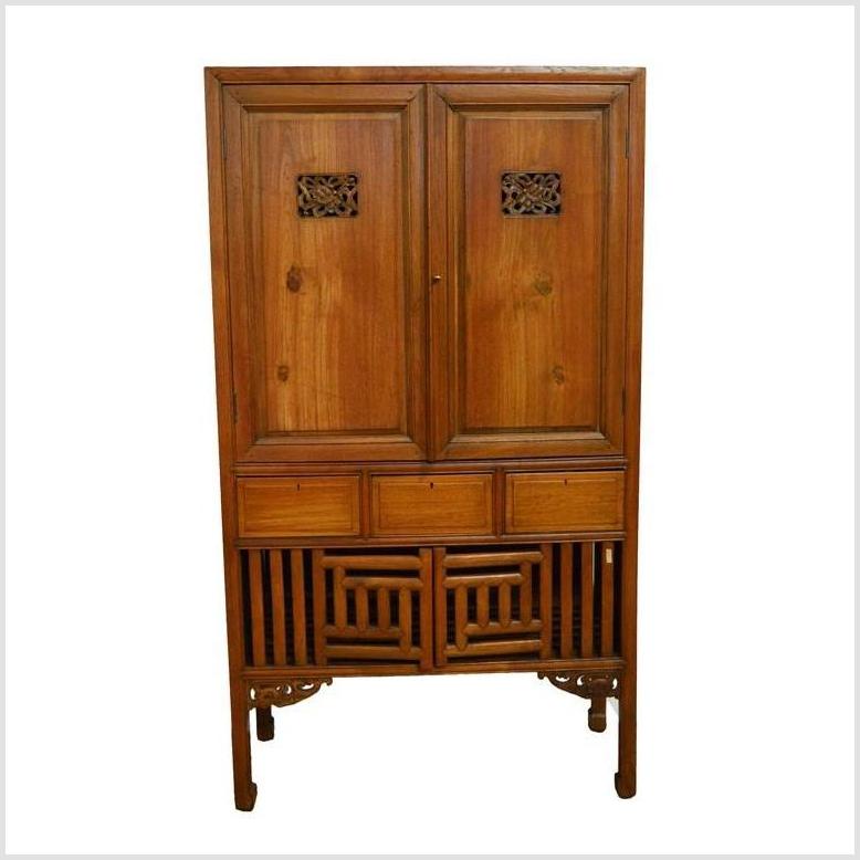 Antique Chinese Kitchen Cabinet w/ Hand Carved Framework Design-1. Asian & Chinese Furniture, Art, Antiques, Vintage Home Décor for sale at FEA Home