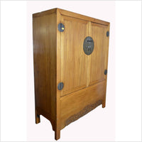 Antique Chinese Lacquered Cabinet with Doors, Drawers and Brass Hardware