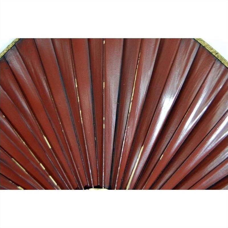 Close-up of red pleated and gold-trimmed antique Chinese flags or fan, set against a white background.