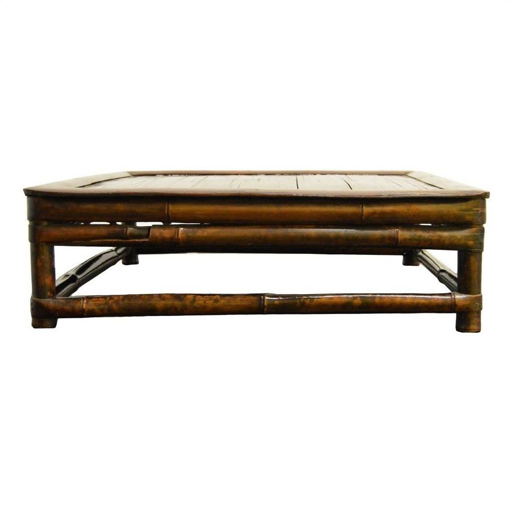 Brown wood square Chinese Kang ceremonial table with flat top and sturdy legs, shown alone against a plain background.