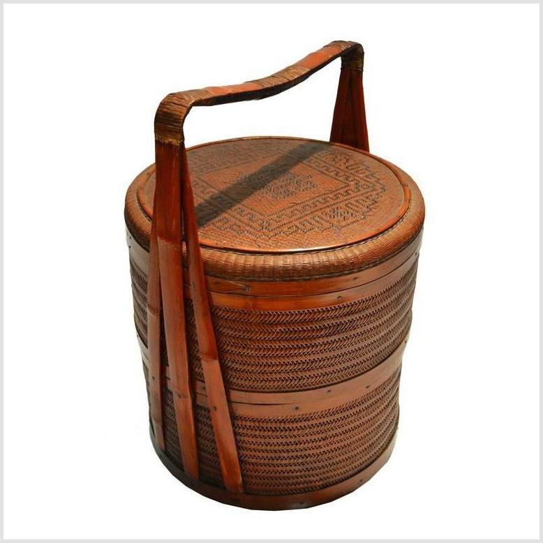 Antique Chinese Handwoven Rattan Basket-1. Asian & Chinese Furniture, Art, Antiques, Vintage Home Décor for sale at FEA Home