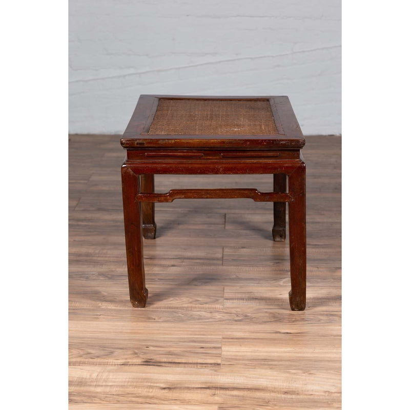 Antique Chinese Ming Dynasty Style Waisted Side Table with Woven Rattan Top-YN6339-17. Asian & Chinese Furniture, Art, Antiques, Vintage Home Décor for sale at FEA Home