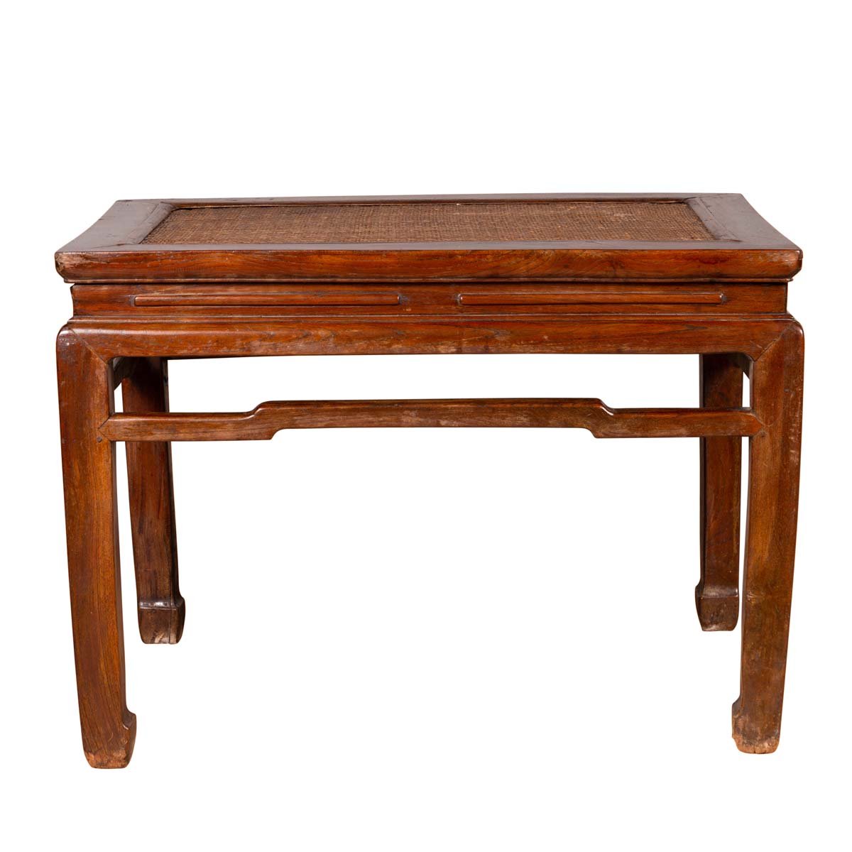 Antique Chinese Ming Dynasty Style Waisted Side Table with Woven Rattan Top-1. Asian & Chinese Furniture, Art, Antiques, Vintage Home Décor for sale at FEA Home