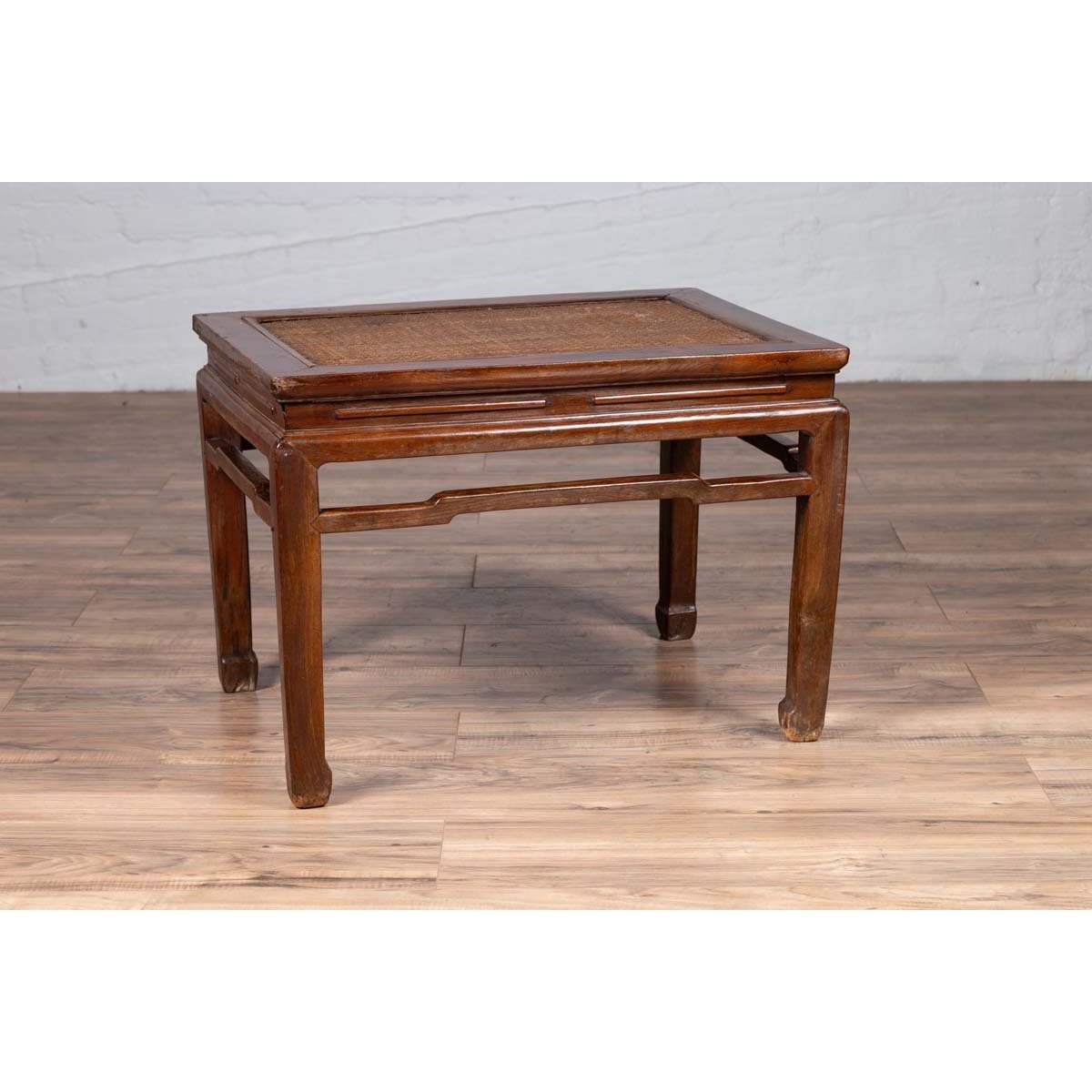 Antique Chinese Ming Dynasty Style Waisted Side Table with Woven Rattan Top-7. Asian &amp; Chinese Furniture, Art, Antiques, Vintage Home Décor for sale at FEA Home