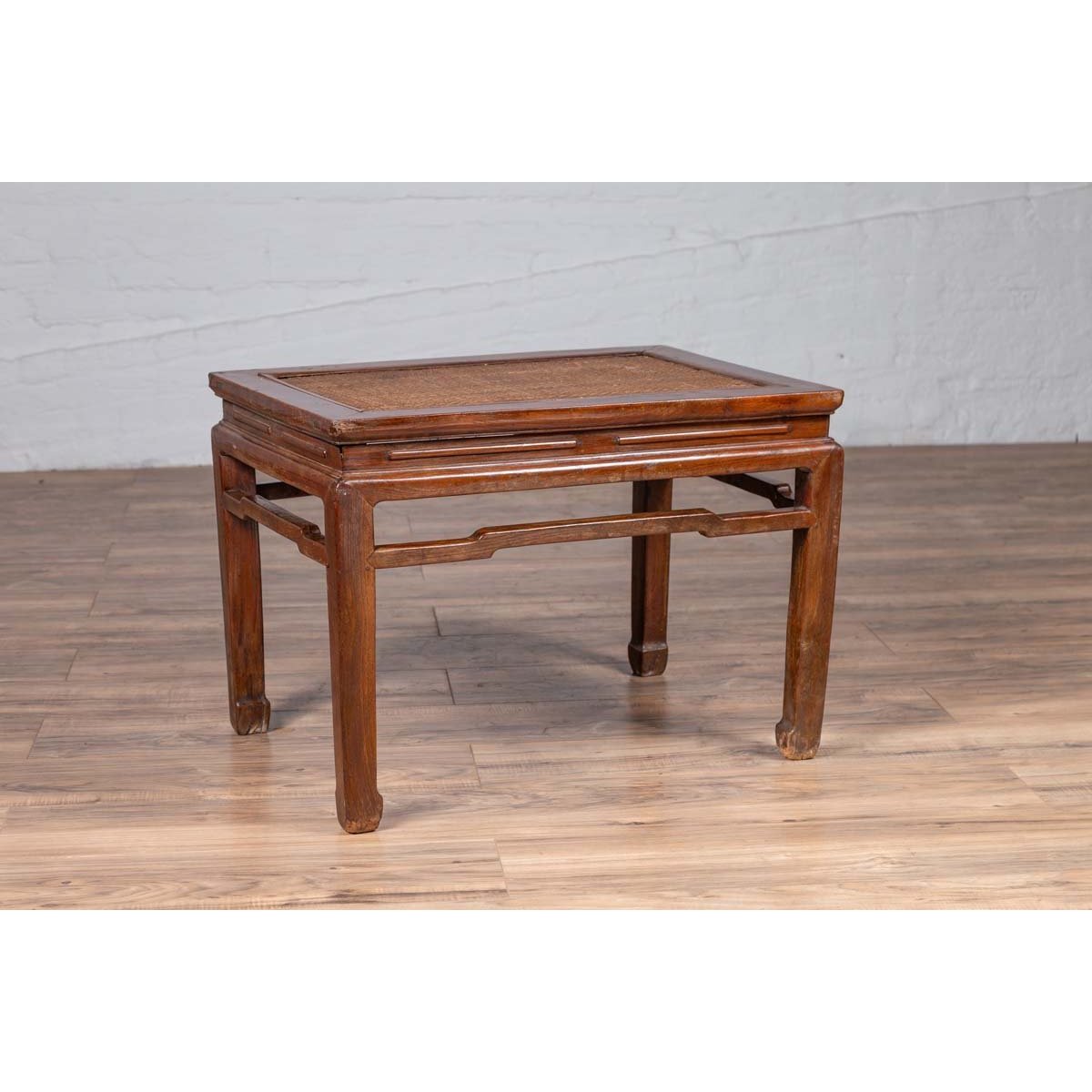 Antique Chinese Ming Dynasty Style Waisted Side Table with Woven Rattan Top-8. Asian &amp; Chinese Furniture, Art, Antiques, Vintage Home Décor for sale at FEA Home